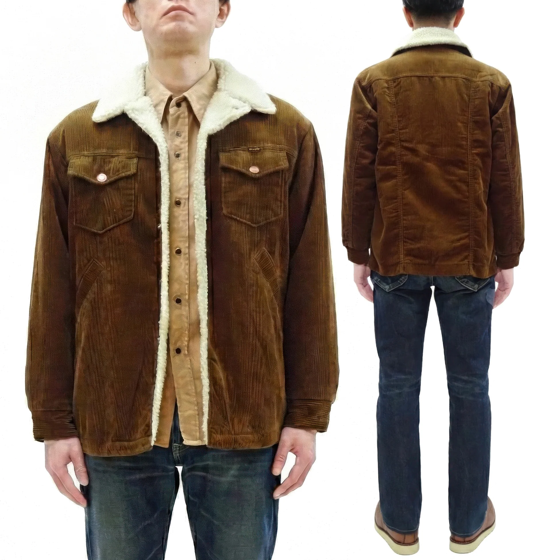 Wrangler Men's Sherpa-Lined Corduroy Jacket - Classic Ranch Coat Style, Mid-Length (WM1823-412, Brwon) - Image 6