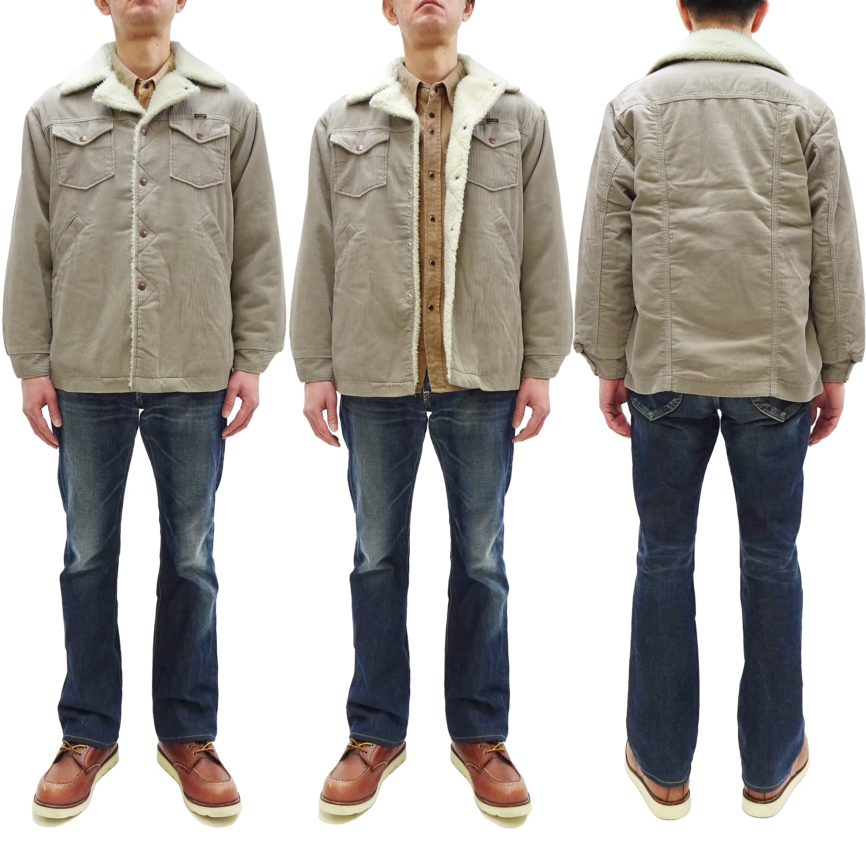 Wrangler Men's Sherpa-Lined Corduroy Jacket - Classic Ranch Coat Style, Mid-Length (WM1823-463, Light Ash Gray) - Image 3