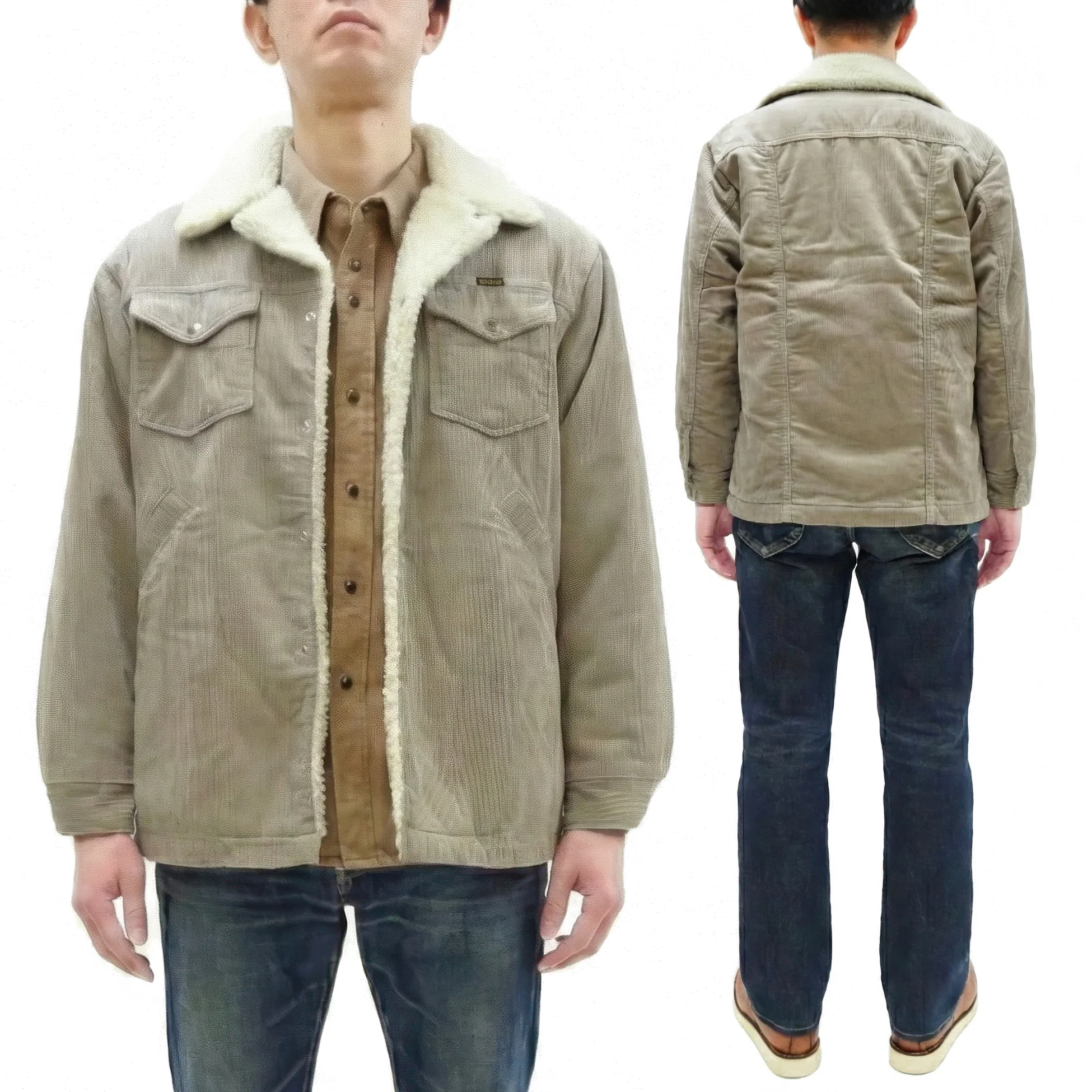 Wrangler Men's Sherpa-Lined Corduroy Jacket - Classic Ranch Coat Style, Mid-Length (WM1823-463, Light Ash Gray) - Image 6