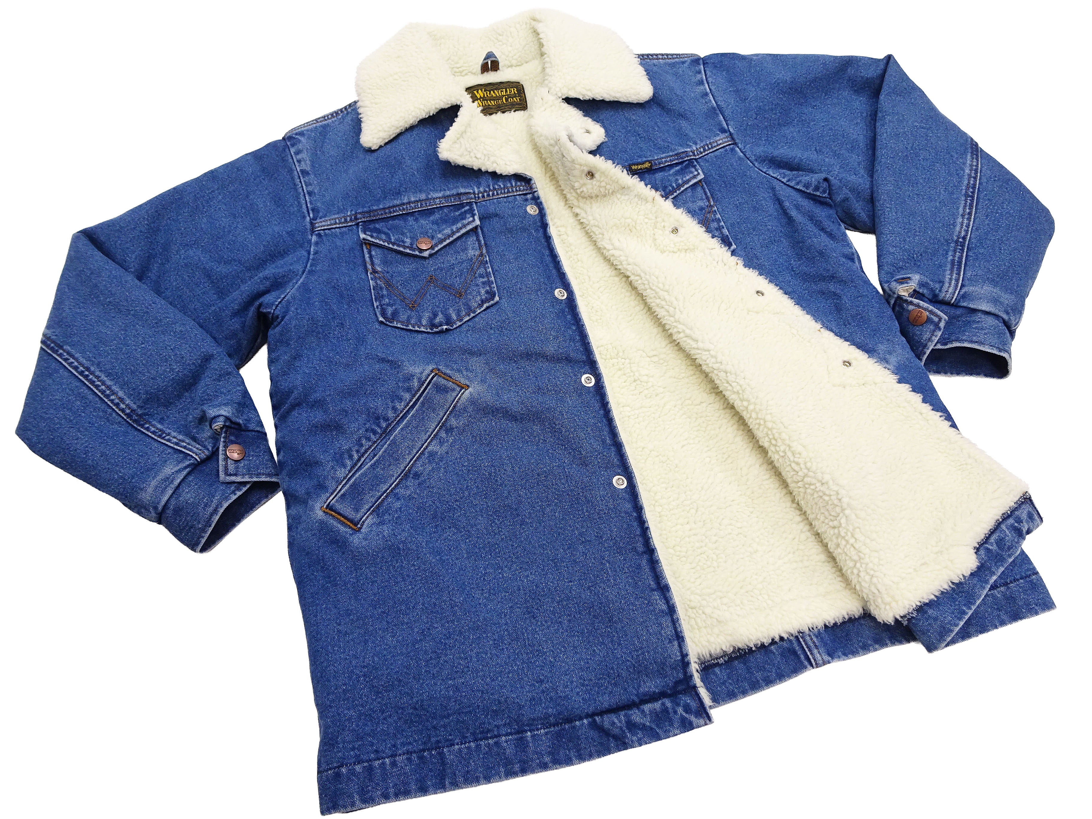 Wrangler Men's Sherpa-Lined Denim Jacket - Classic Ranch Coat Style, Mid-Length (WM1823-346, Pre-Faded Medium Blue) - Image 12