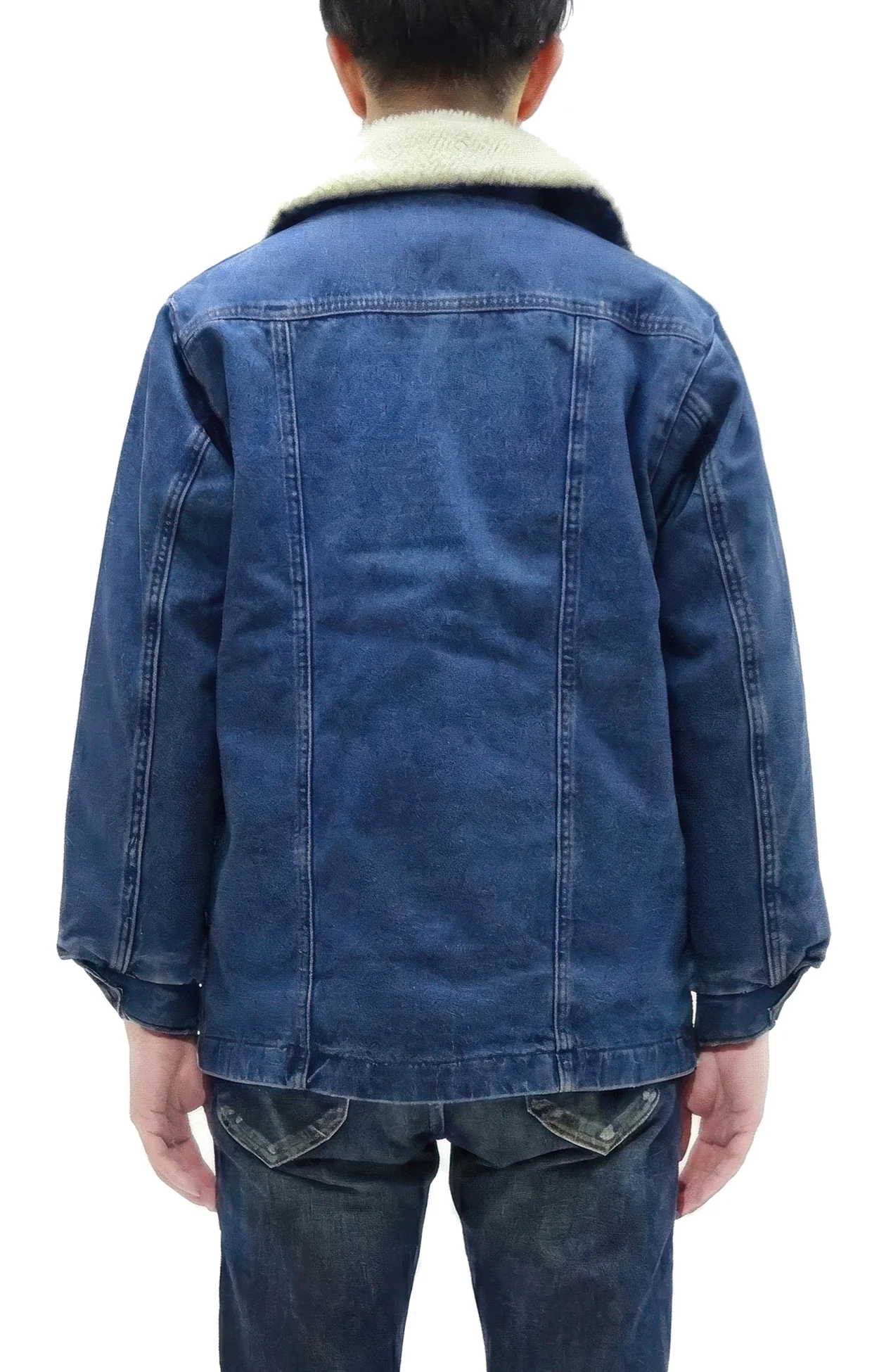 Wrangler Men's Sherpa-Lined Denim Jacket - Classic Ranch Coat Style, Mid-Length (WM1823-346, Pre-Faded Medium Blue) - Image 5