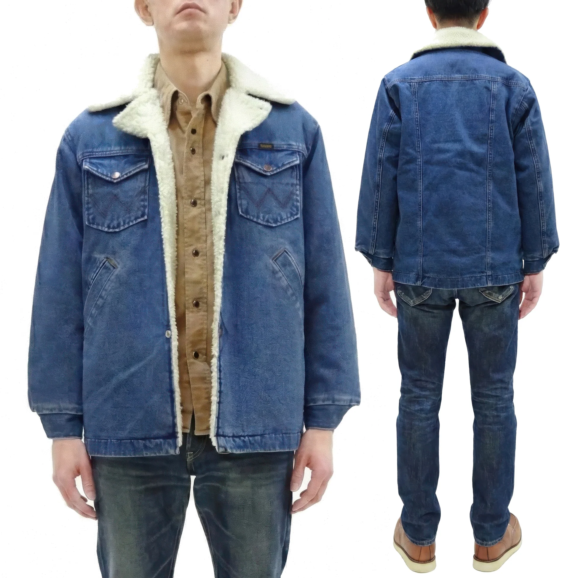 Wrangler Men's Sherpa-Lined Denim Jacket - Classic Ranch Coat Style, Mid-Length (WM1823-346, Pre-Faded Medium Blue) - Image 6